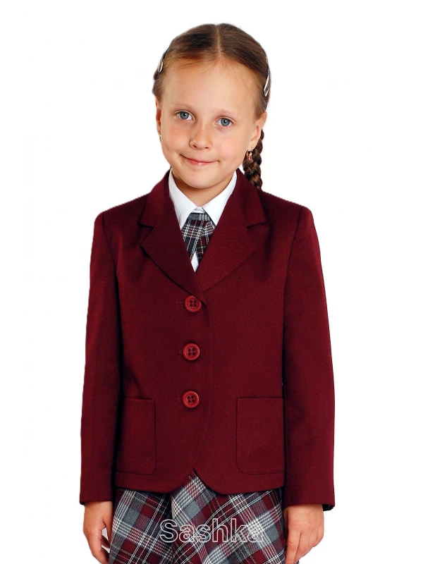 Жакет для дівчинки Sashka шкільний бордовий (напіввовна), размер 116-164